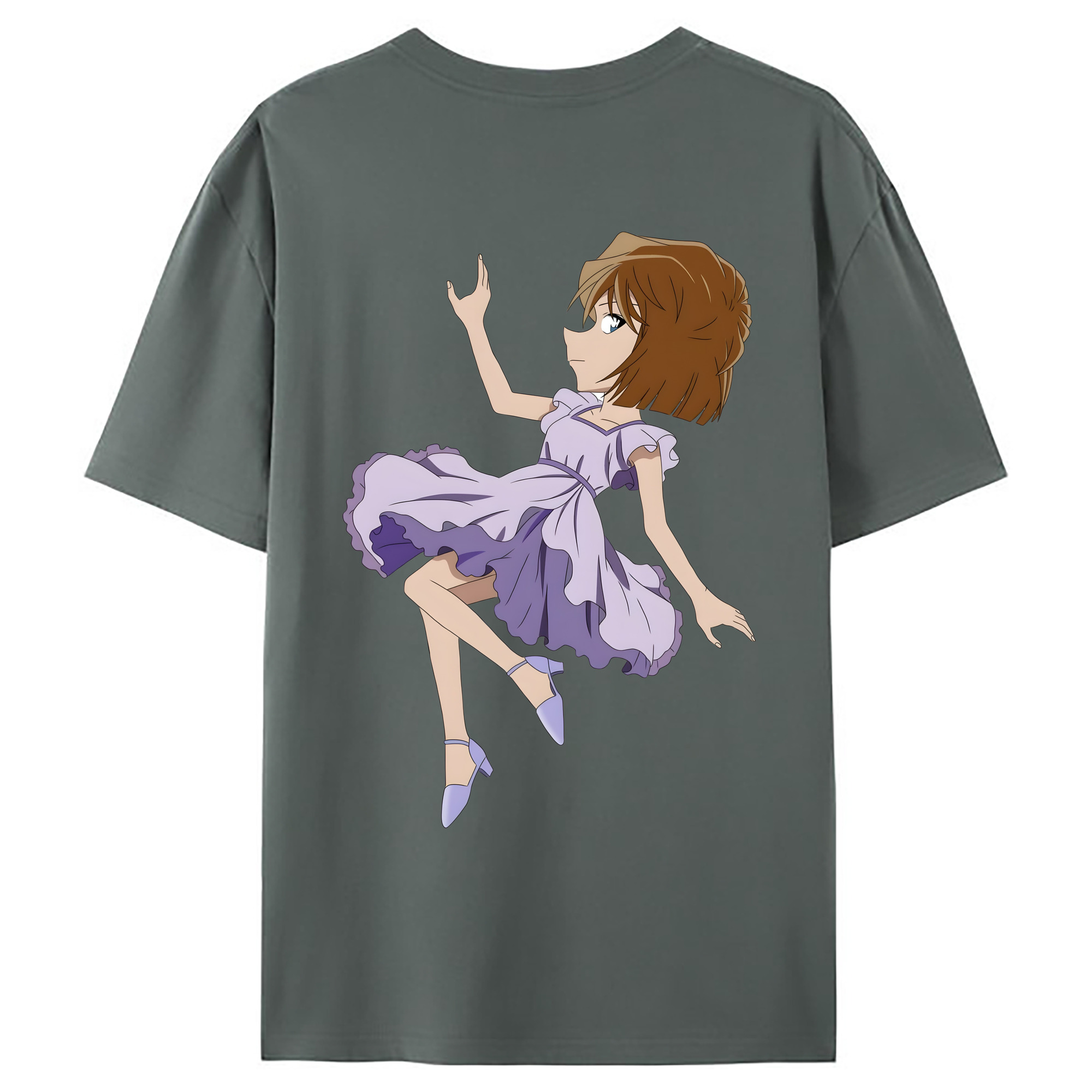 （画像用） 名探偵コナン 灰原 哀 はいばら あい Detective Conan Anita Hailey、Vi Graythorn Haibara Ai 綿100％ メンズ半袖Tシャツ（バックプリント） 通気性